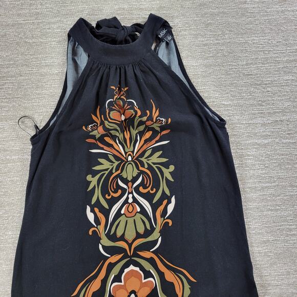 MSK Halter Maxi Dress Womens S Black Floral Tie Band Neck Vacation Summer Boho - Picture 6 of 16